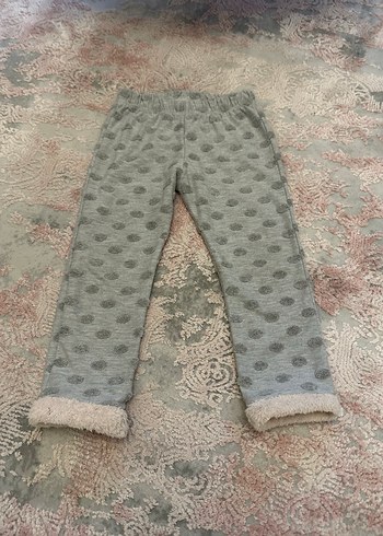 Kız Çocuk Gri Kürklü Polar Tayt - Görsel 2