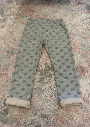 Kız Çocuk Gri Kürklü Polar Tayt - Görsel 6