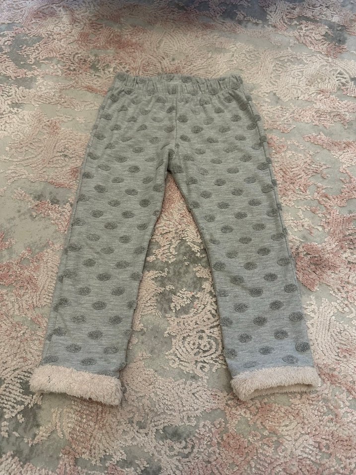 Kız Çocuk Gri Kürklü Polar Tayt - Görsel 5