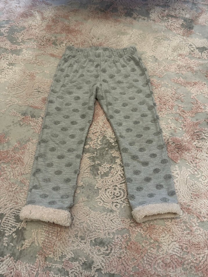 Kız Çocuk Gri Kürklü Polar Tayt - Görsel 2