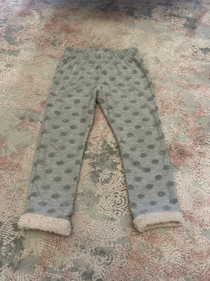 Kız Çocuk Gri Kürklü Polar Tayt - Görsel 3