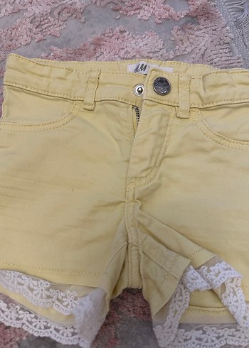 Dantel Detaylı Sarı Pamuk Şort - Görsel 4