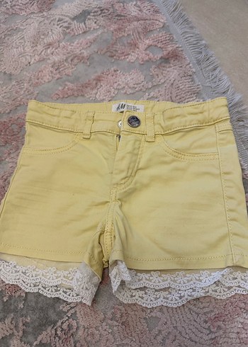Dantel Detaylı Sarı Pamuk Şort - Görsel 7