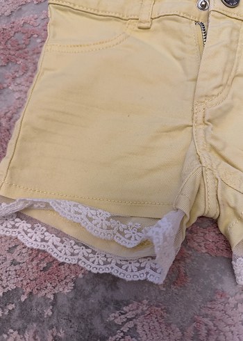 Dantel Detaylı Sarı Pamuk Şort - Görsel 10