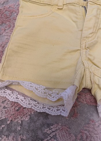 Dantel Detaylı Sarı Pamuk Şort - Görsel 5
