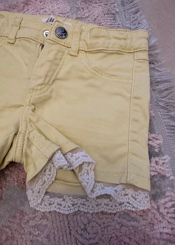 Dantel Detaylı Sarı Pamuk Şort - Görsel 9