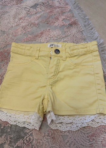 Dantel Detaylı Sarı Pamuk Şort - Görsel 8