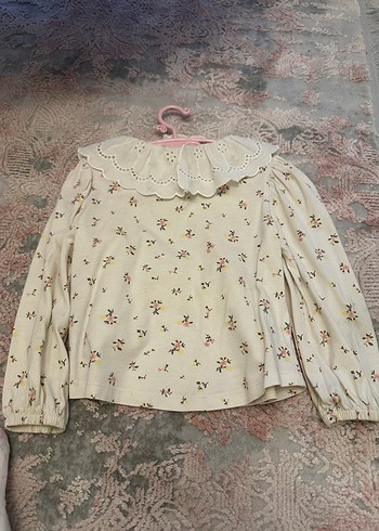Dantel Yaka Çiçek Desenli Kız Bluzu - Görsel 12