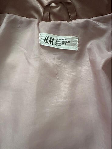 4 Yaş Beden H&M Gül kurusu kız çocuk mont/kaban