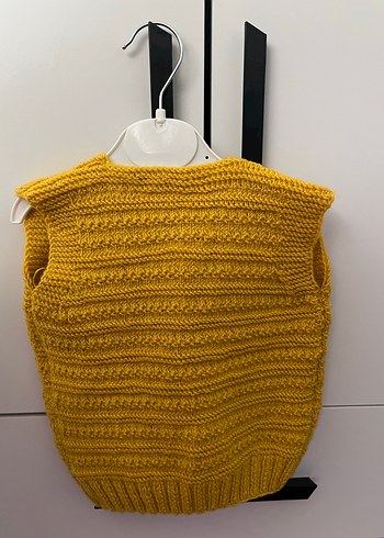 Kız Çocuk Sarı Örgü Süveter V Yaka - Görsel 5