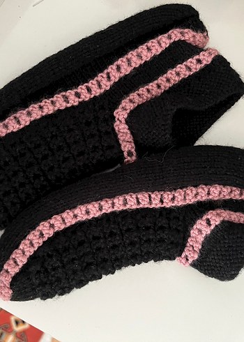 Koyu Pembe Triko Kız Ev Terliği - Görsel 3