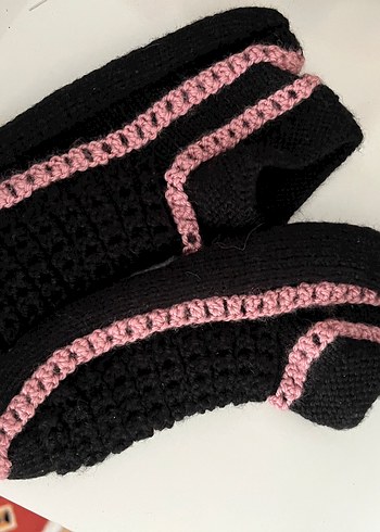 Koyu Pembe Triko Kız Ev Terliği - Görsel 2