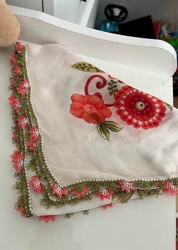 Dantel Kenarlı Renkli Bohem Kadın oyalı eşarp - Görsel 2