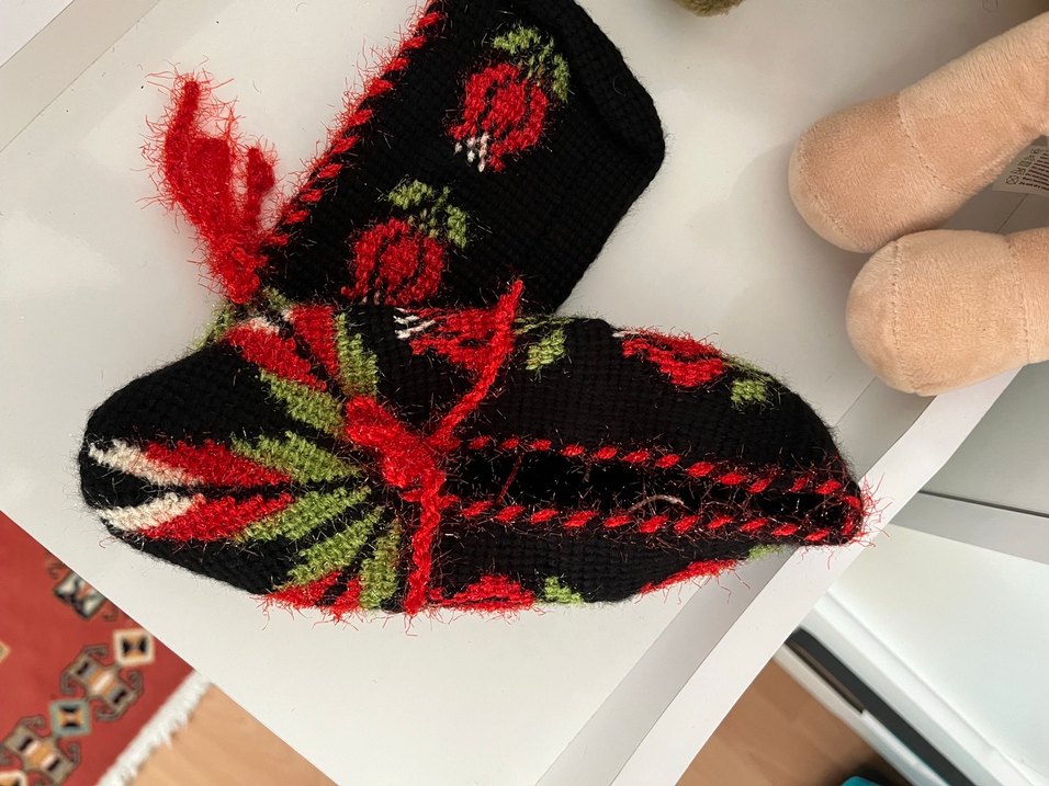 Nakışlı Örgü Kadın Ev Terliği - Görsel 2