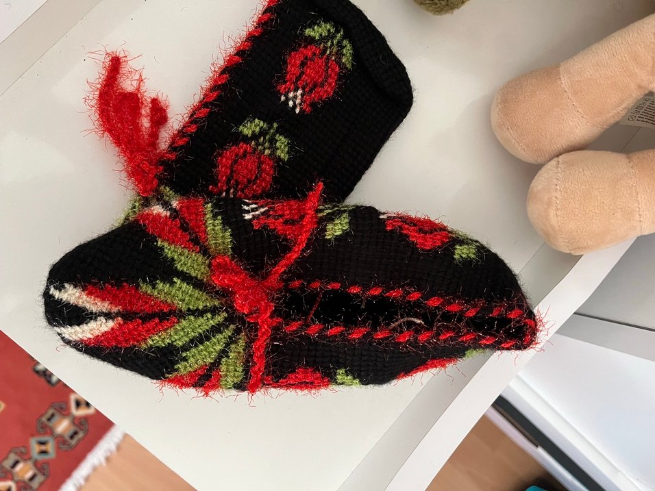 Nakışlı Örgü Kadın Ev Terliği - Görsel 3