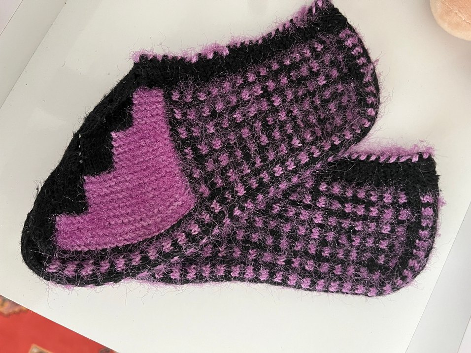 Kadın  Mor Siyah Örgü patik - Görsel 2