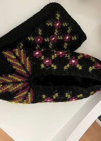 Nakışlı Çok Renkli örgü patük - Görsel 3