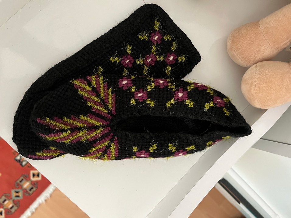 Nakışlı Çok Renkli örgü patük - Görsel 3