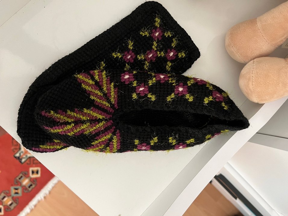 Nakışlı Çok Renkli örgü patük - Görsel 2