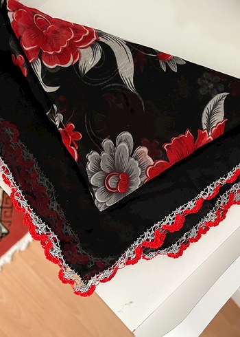 Dantel Detaylı Kırmızı Bohem Kadın oyalı - Görsel 3