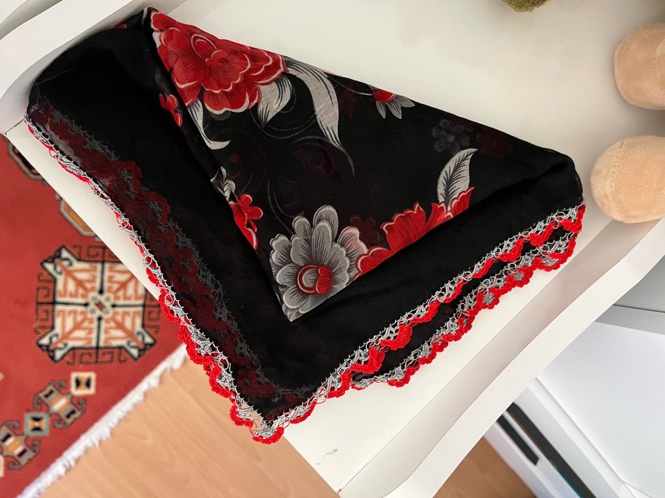 Dantel Detaylı Kırmızı Bohem Kadın oyalı - Görsel 2