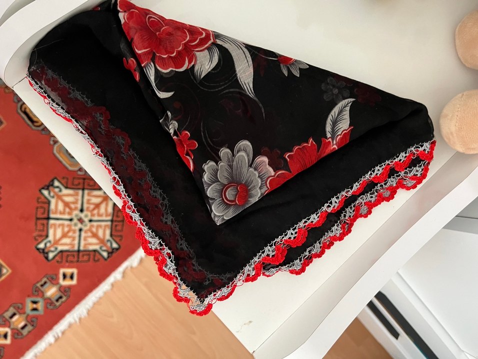 Dantel Detaylı Kırmızı Bohem Kadın oyalı - Görsel 3