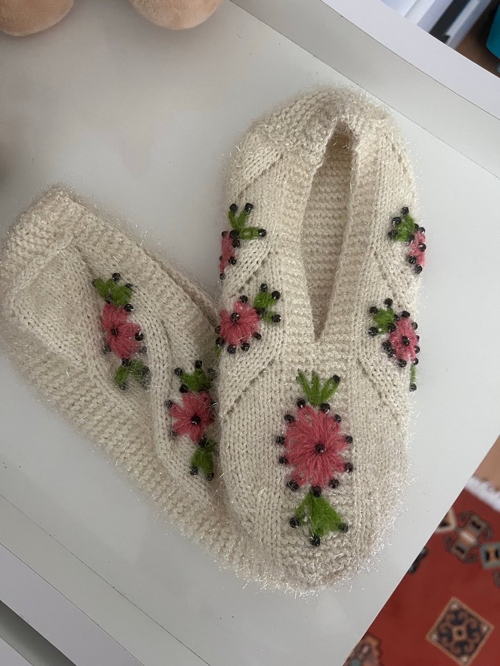 Nakışlı Örgü Kadın Terlik - Görsel 3