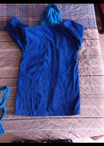 Kapüşonlu Erkek Çocuk Bornozu - Mavi - Görsel 3