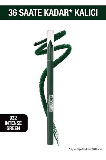 Maybelline new york tattoo lıner 932 intense green göz kalemi