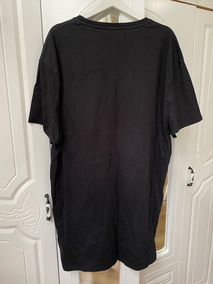 Siyah Baskılı ünisex uzun Tişört - Görsel 3