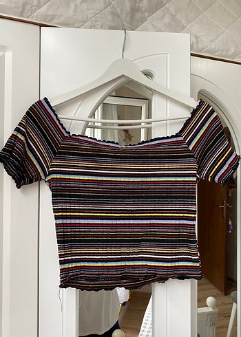 Madonna yaka crop bluz - Görsel 2