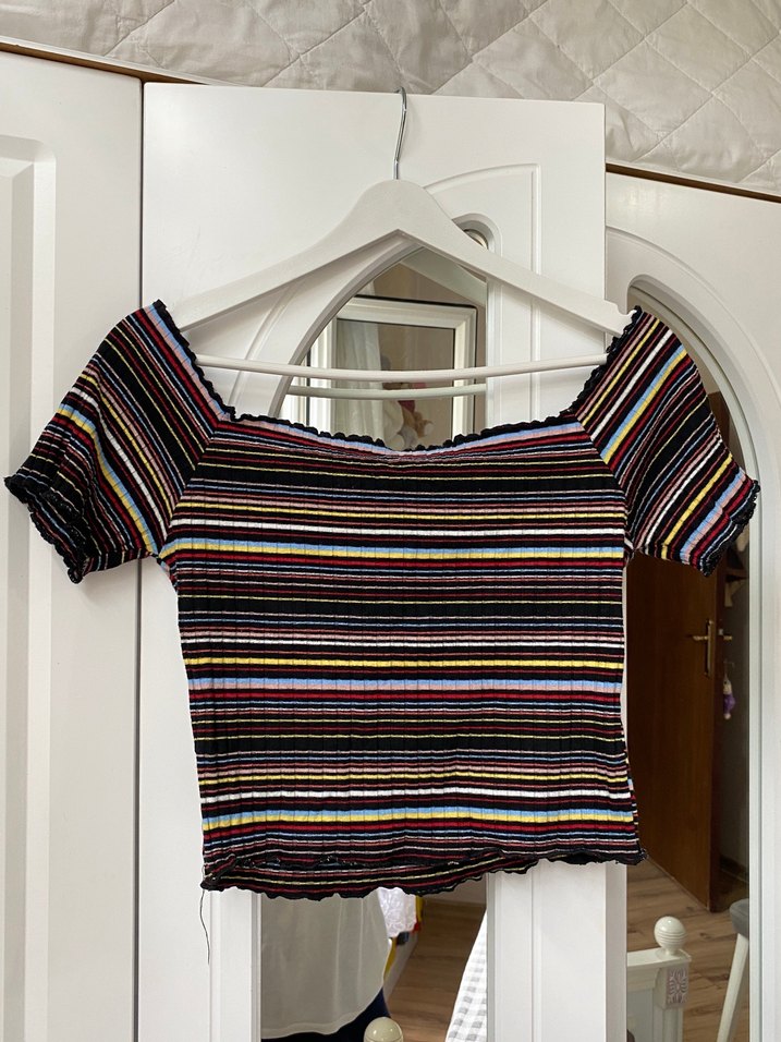 Madonna yaka crop bluz - Görsel 2