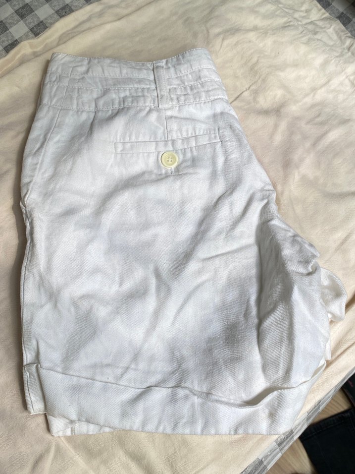 Düşük bel beyaz Keten şort - Görsel 4