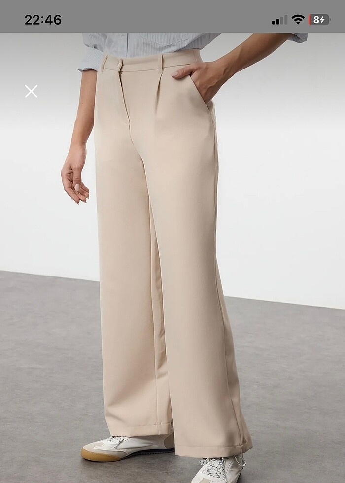 Ekru kumaş pantolon - Görsel 2