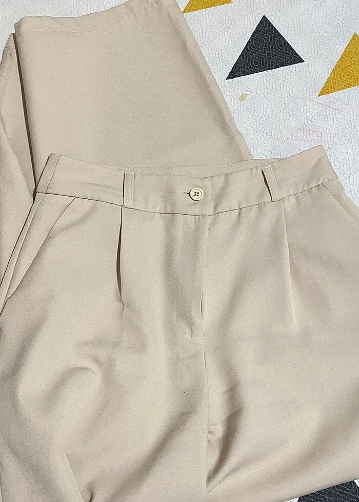 Ekru kumaş pantolon - Görsel 4