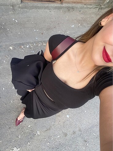 Önü açık bluz kare yaka bluz - Görsel 7