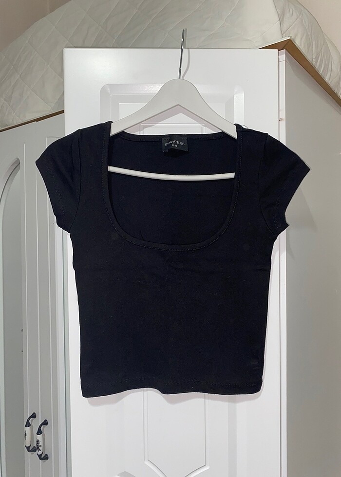 Önü açık bluz kare yaka bluz - Görsel 2