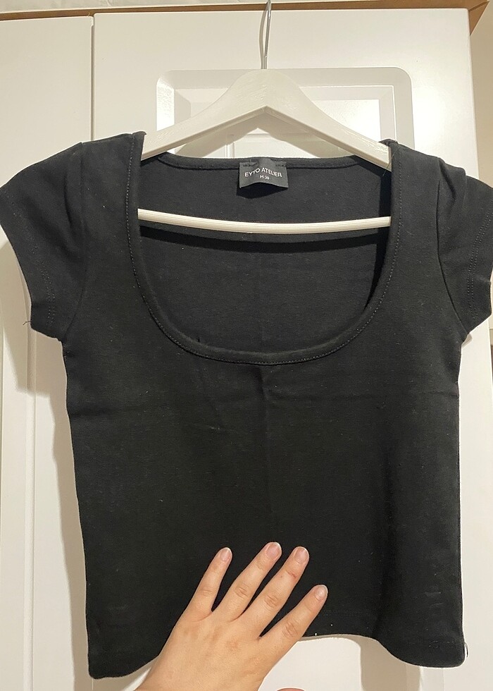 Önü açık bluz kare yaka bluz - Görsel 3