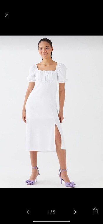 Beyaz Keten Elbise