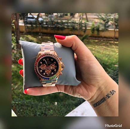 universal Beden pembe Renk Rolex model taşlı rosegold bayan saat