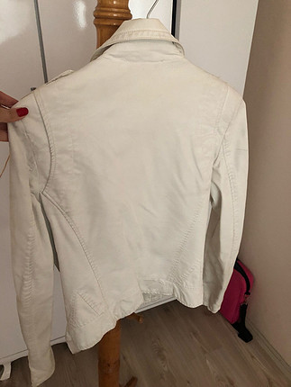 38 Beden beyaz Renk Koton beyaz deri ceket