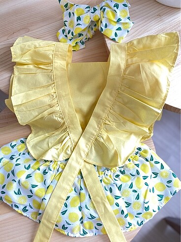 Diğer Kız bebek limon desenli tulum ve bandana