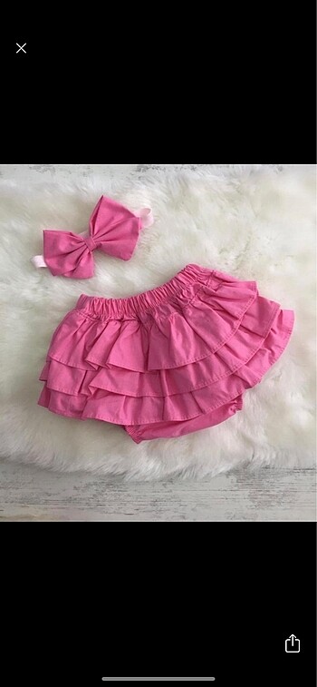 Kız çocuk pembe şort ve bandana seti