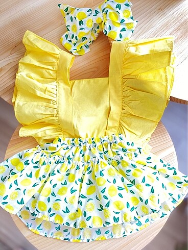 Diğer Kız çocuk limon tulum ve bandana
