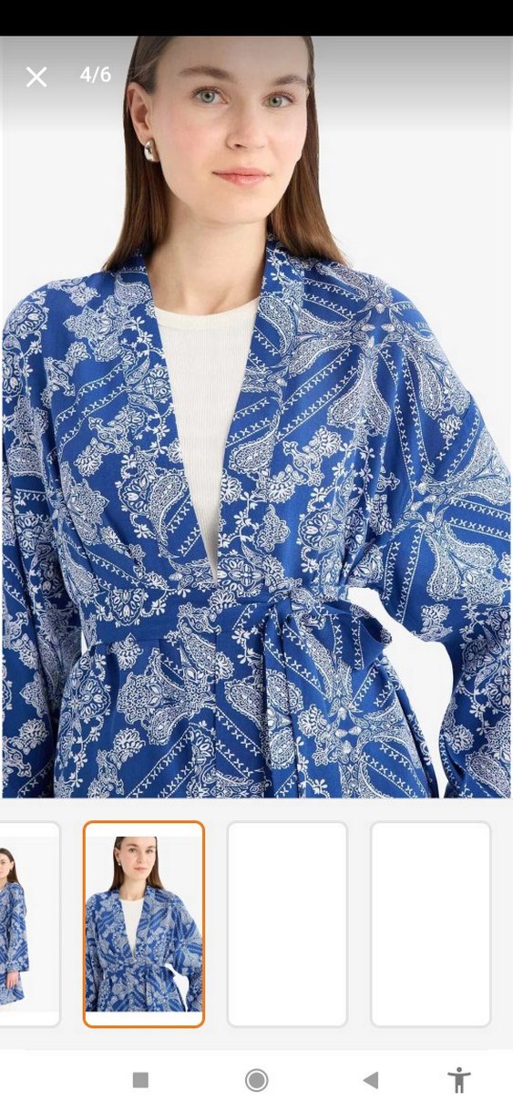 Desenli Mavi Uzun Kollu Hemşirelik Sabahlığı - Görsel 2