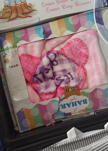 Puffy Pie Gri Desenli Bebek Battaniyesi