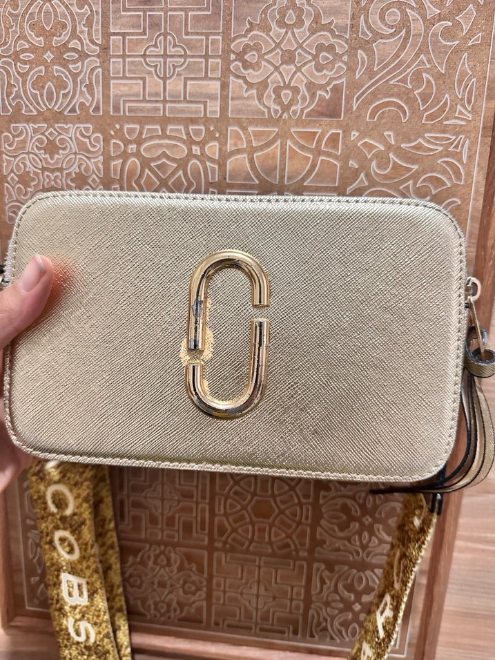 Altın Renkli uzun askı Detaylı Deri Çanta - Görsel 2