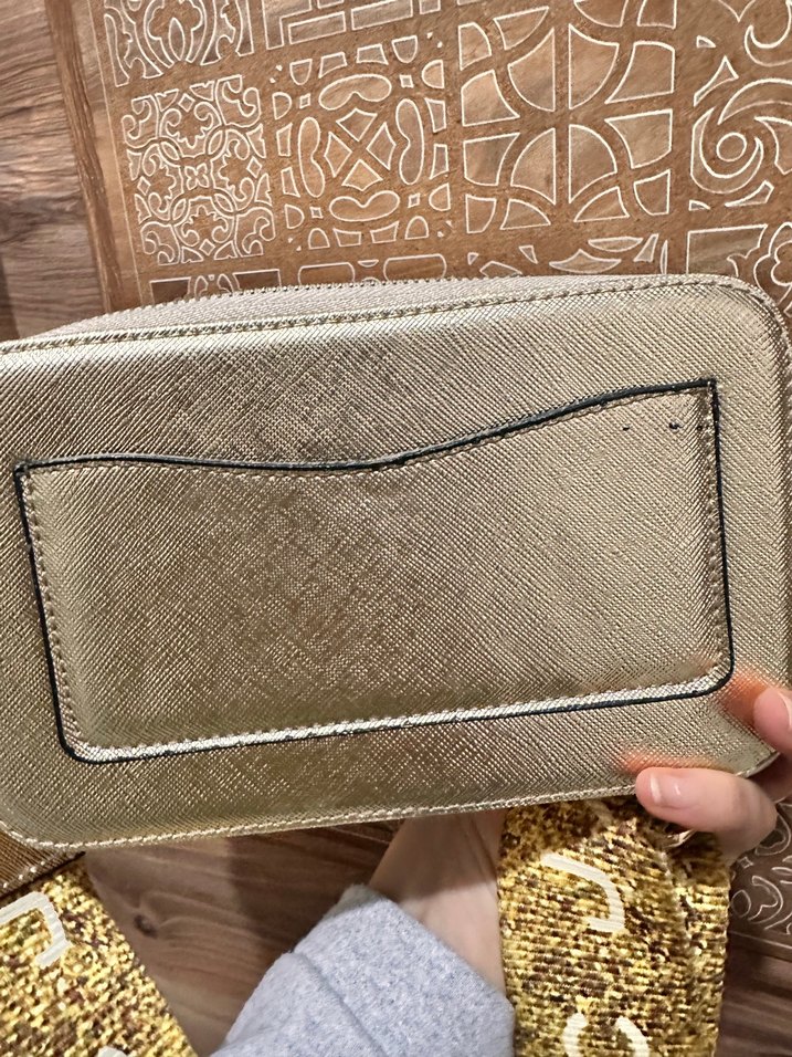 Altın Renkli uzun askı Detaylı Deri Çanta - Görsel 3