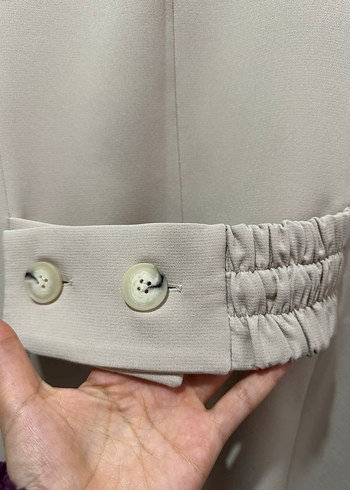 Bej Uzun Kesim Kadın Blazer Ceket - Görsel 4