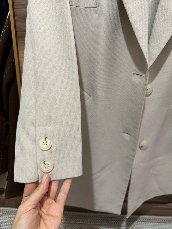 Bej Uzun Kesim Kadın Blazer Ceket - Görsel 2